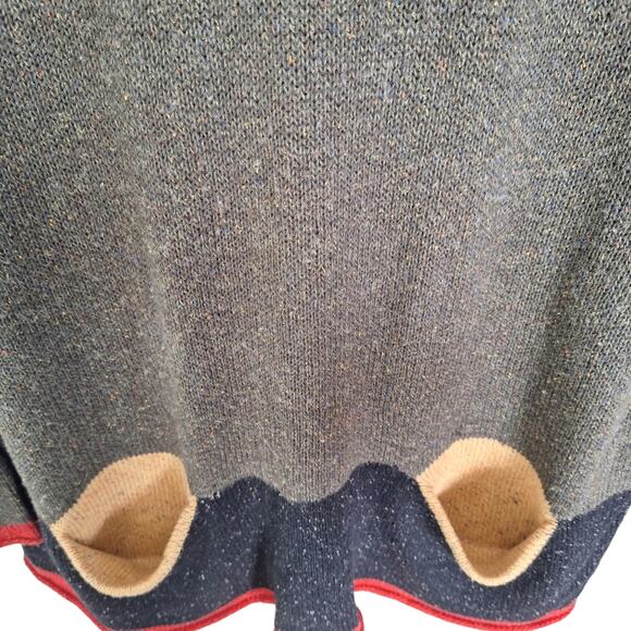 Rare Vintage Flax Dark Green Grey Blue Colorful Speckled Sweater w Pockets - Picture 2 of 9